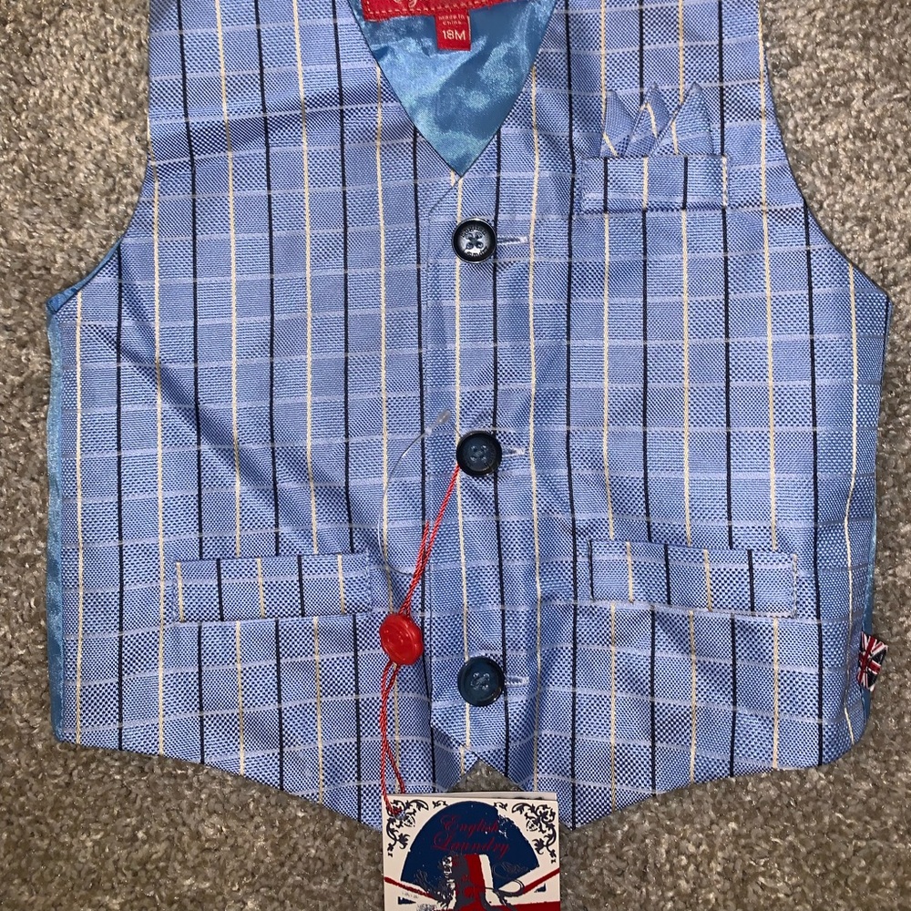 BRAND NWT English Laundry Blue Plaid Dress top 18M - Picture 5 of 12